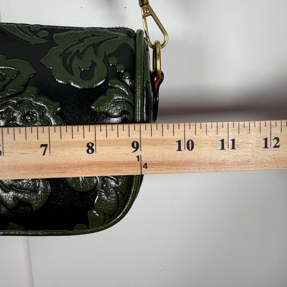 Vintage Aesthetic dark Green Embossed Floral Shoulder Crossbody Bag - Picture 4 of 7